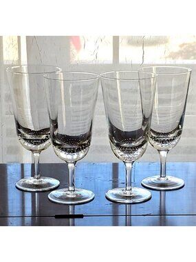 4 Pier 1 Bubbles Water Goblets 8.25" ice tea glasses 16oz contemporary art glass